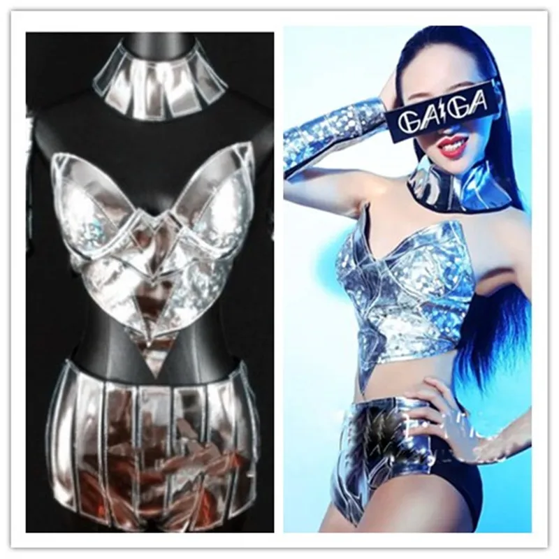 Джаз наряд танцевальные костюмы серебряный костюм с пайетками полюс