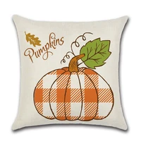 2pcs thanksgiving pillow cases cotton linen sofa autumn printing lattice deer head pumpkin orange cushion cover home decor