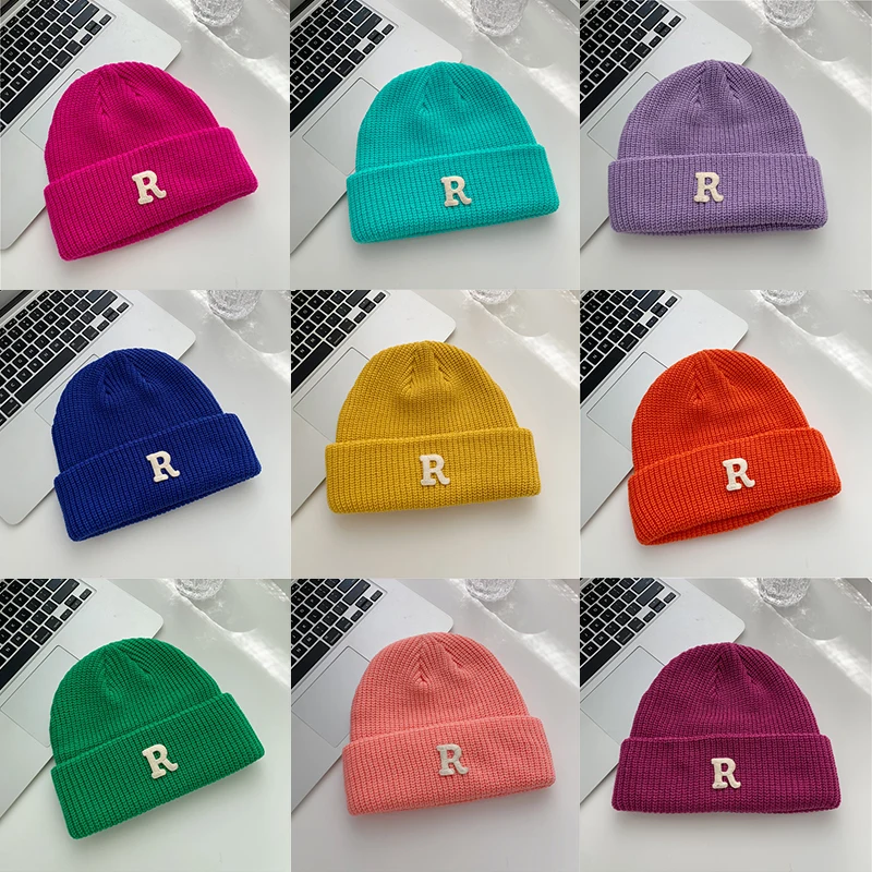 Новинка 2021 шапка в виде черепа с надписью R вязаные шапки зимние теплые