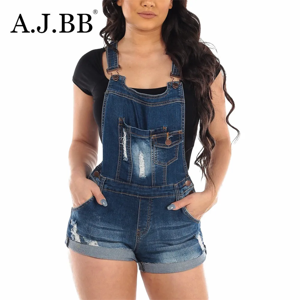 

2020 fashion casual solid color suspender denim Jumpsuit slim U-neck sleeveless women's Vest shorts