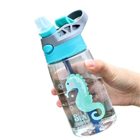 hot fashion 480ml cute baby water cup leak proof bottle with straw lid children school outdoor drinking bottle training cup j286