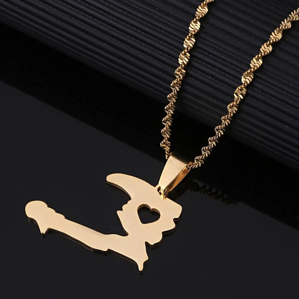 Ожерелье из нержавеющей стали с подвеской в виде карты Республики Гаити |