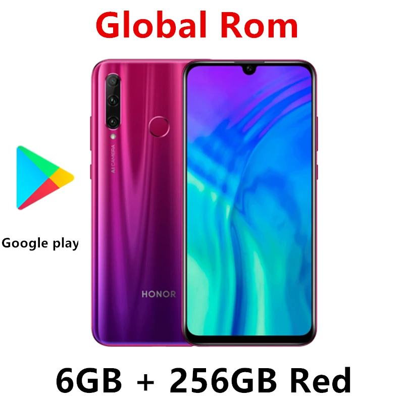 Global Rom Honor 20i Honor 20 lite мобильный телефон 6,21 дюймов Hisilicon Kirin 7 Восьмиядерный Android 9,0 отпечаток лица ID - Цвет: 8G 256G Red