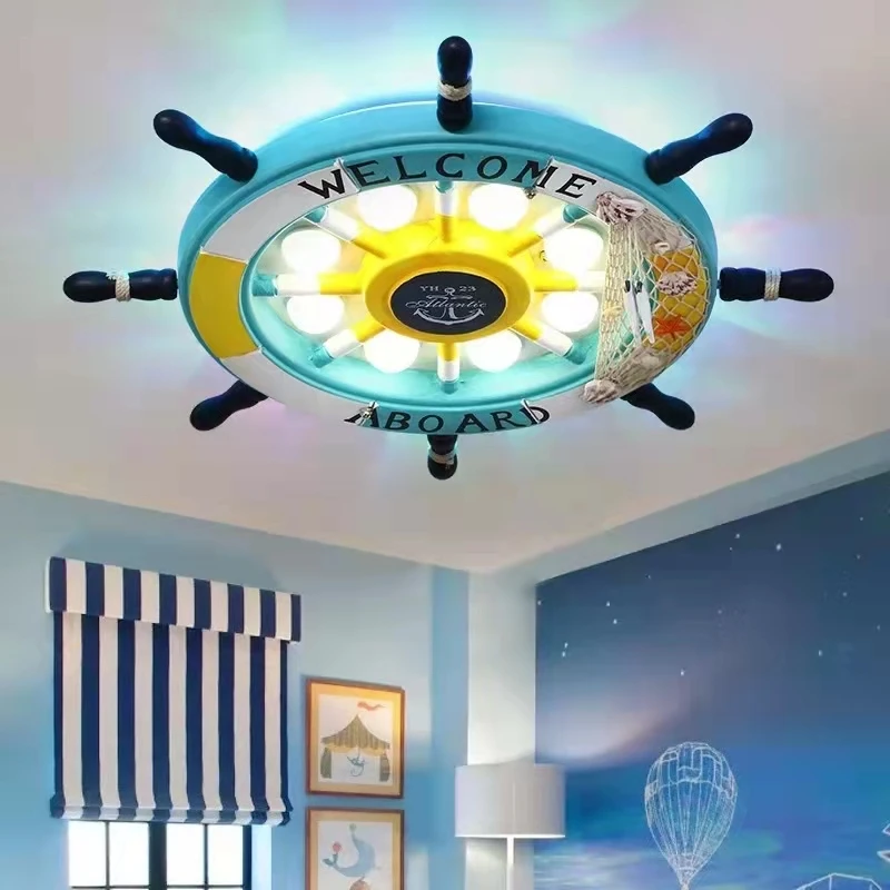 

Modern Sea Ocean Boat Rudder Girls Boys Kids Ceiling Lamp Children Room Ceiling Light For Kids Room Bedroom Led Lighting