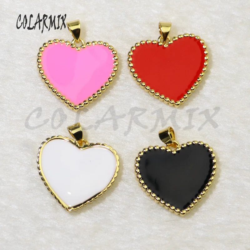 

10 strands Love Heart pendants enamel mix colors pendants necklace heart pendants necklace accessories for women 5914