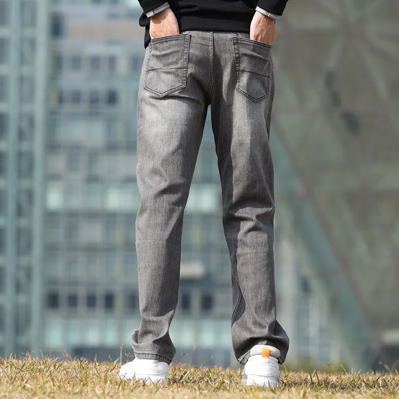 Summer Thin Section  Men Jeans Wide Leg Denim Pants Large Size Loose Hip Hop Skateboard Jeans Straight Gray Trousers Baggy Pants
