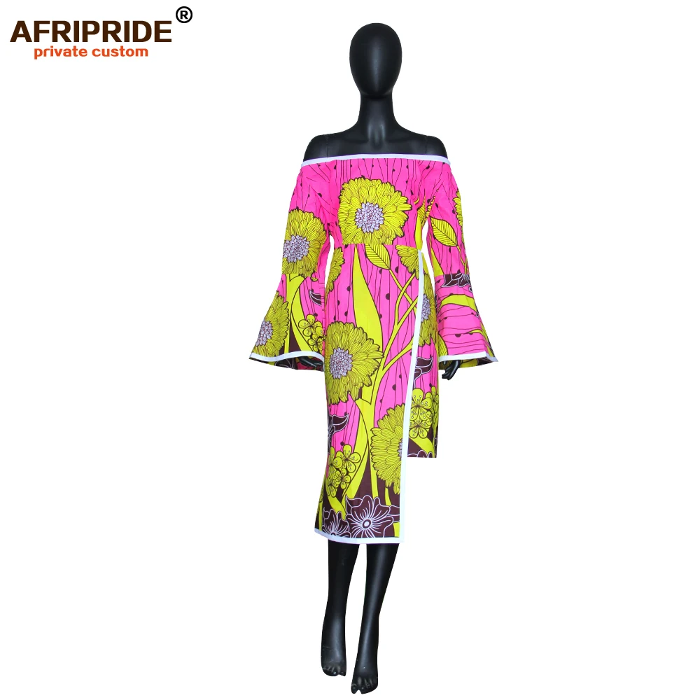 Африканские платья для женщин AFRIPRIDE customizedn ankara принт с расклешенными рукавами до середины икры Длина женское восковое платье карандаш A1925028