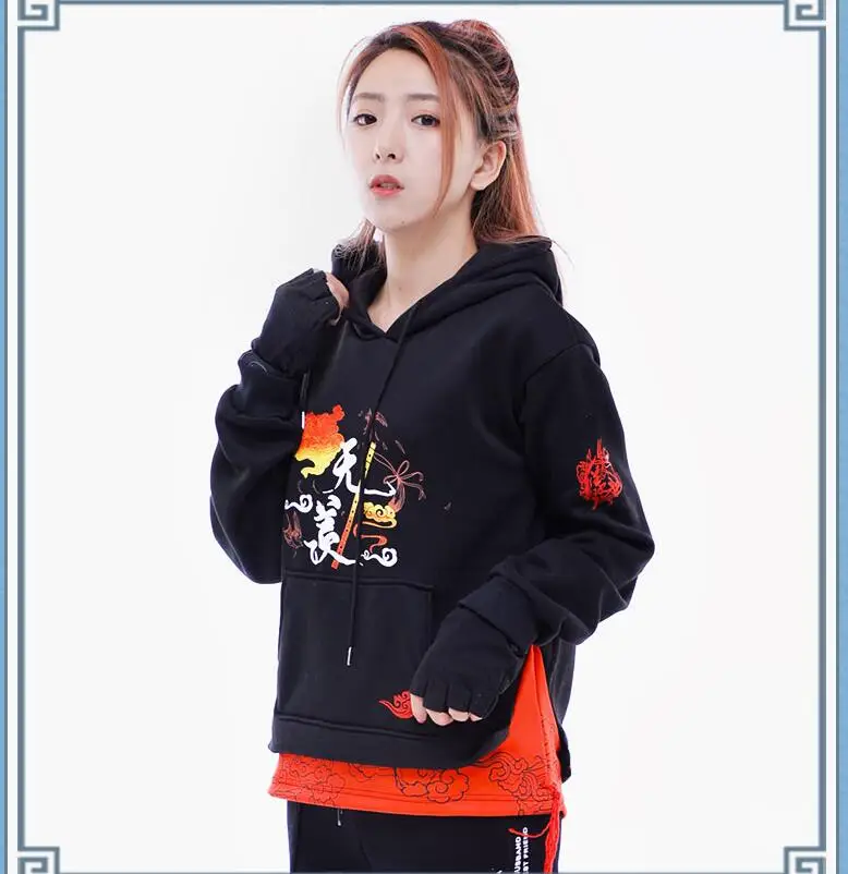 

Anime Mao Dao Zu Shi Wuxian Wangji Hoodies Sweatshirt Autumn Winter Hooded Plush Tops Fashion Casual Pullover Cosplay Men Women