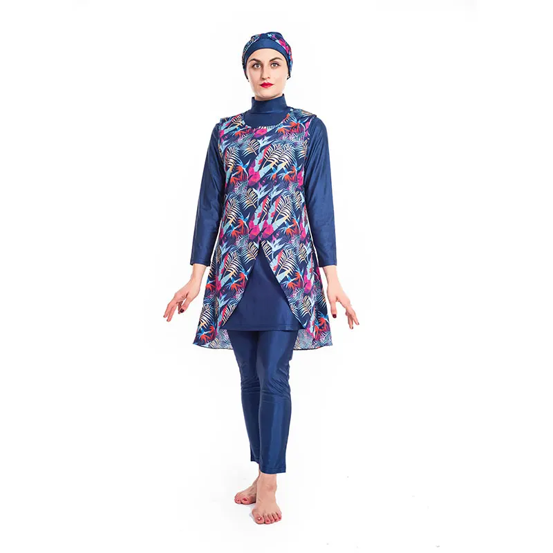Новинка 2020 Мусульманский купальник Женский скромный принт закрытый с длинным