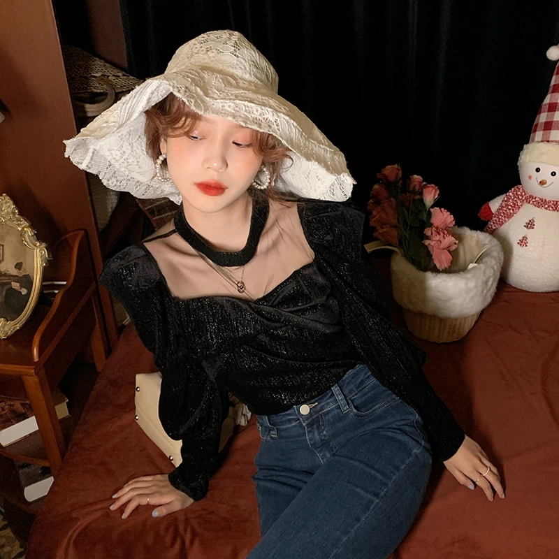 

feeling niche in the spring and autumn wind temperament joker palace restoring ancient ways hubble-bubble sleeve blouse