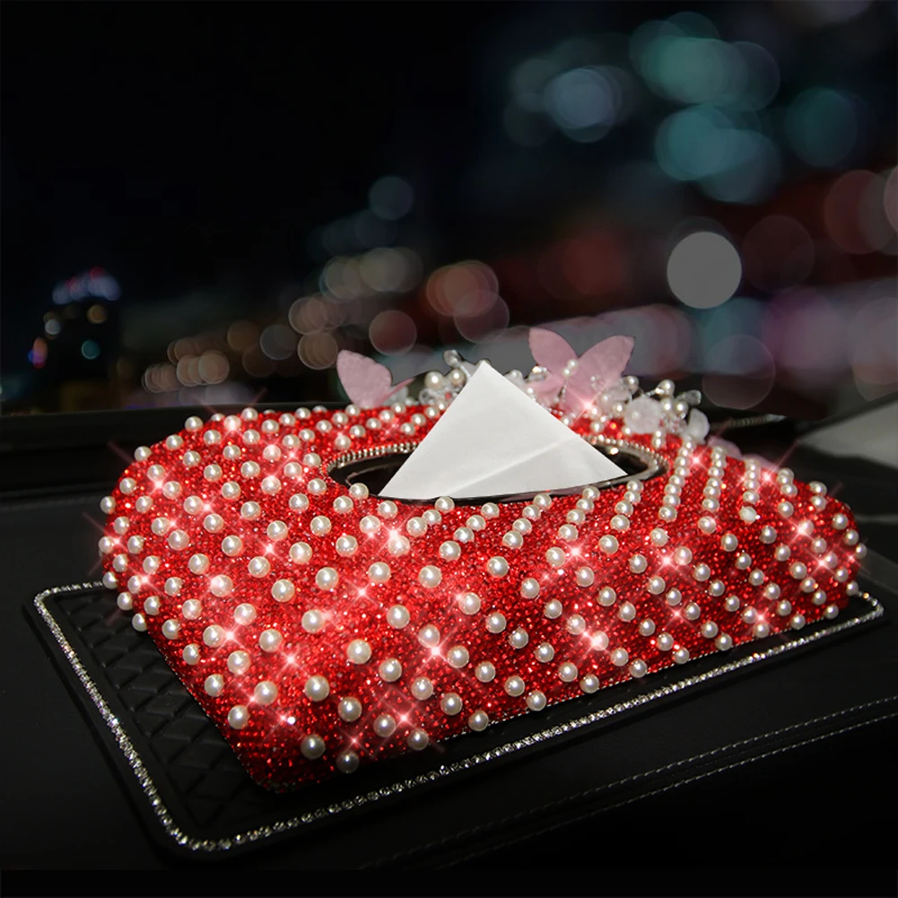 Модный женский чехол с жемчужинами и блестящими бриллиантами в белом красном