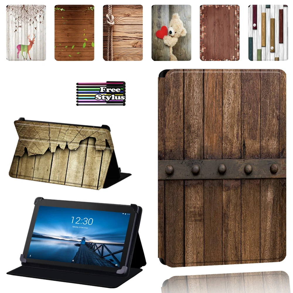 

Wood Pattern Tablet Case for Lenovo Tab E7/E8/E10 Tablet Foldable High Quality Case Cover + Free Stylus