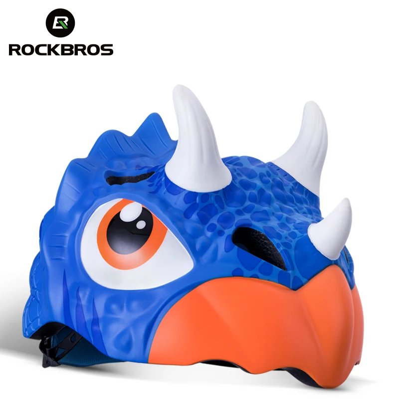 Детские велосипедные шлемы ROCKBROS PC + EPS мультяшный Динозавр для езды на велосипеде