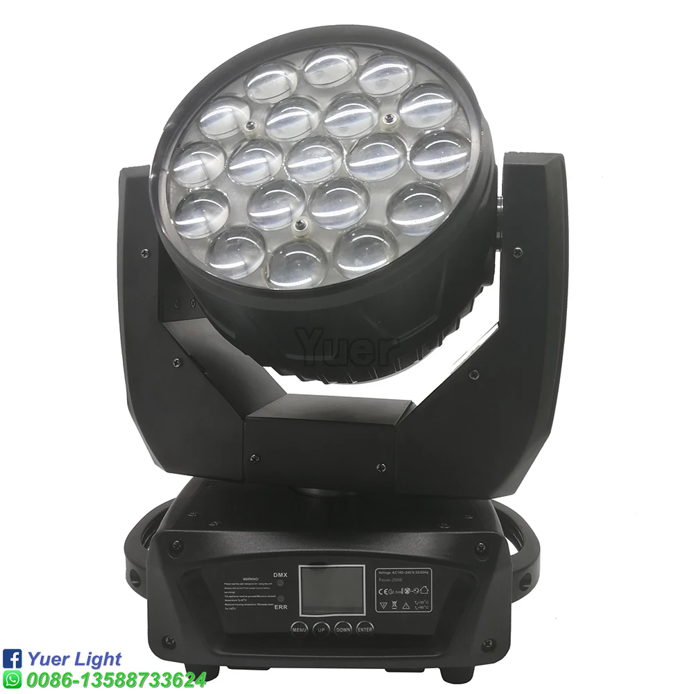Движущаяся головка 19X15W Zoom Wash Led RGBW 4 в 1 движущийся головной свет 19 глаз с лучом