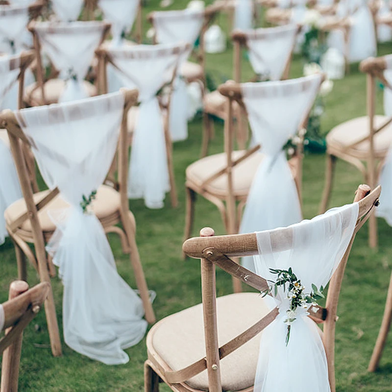 Свадебное украшение 1 5 м x белая пряжа Высококачественная Шифрованная органза