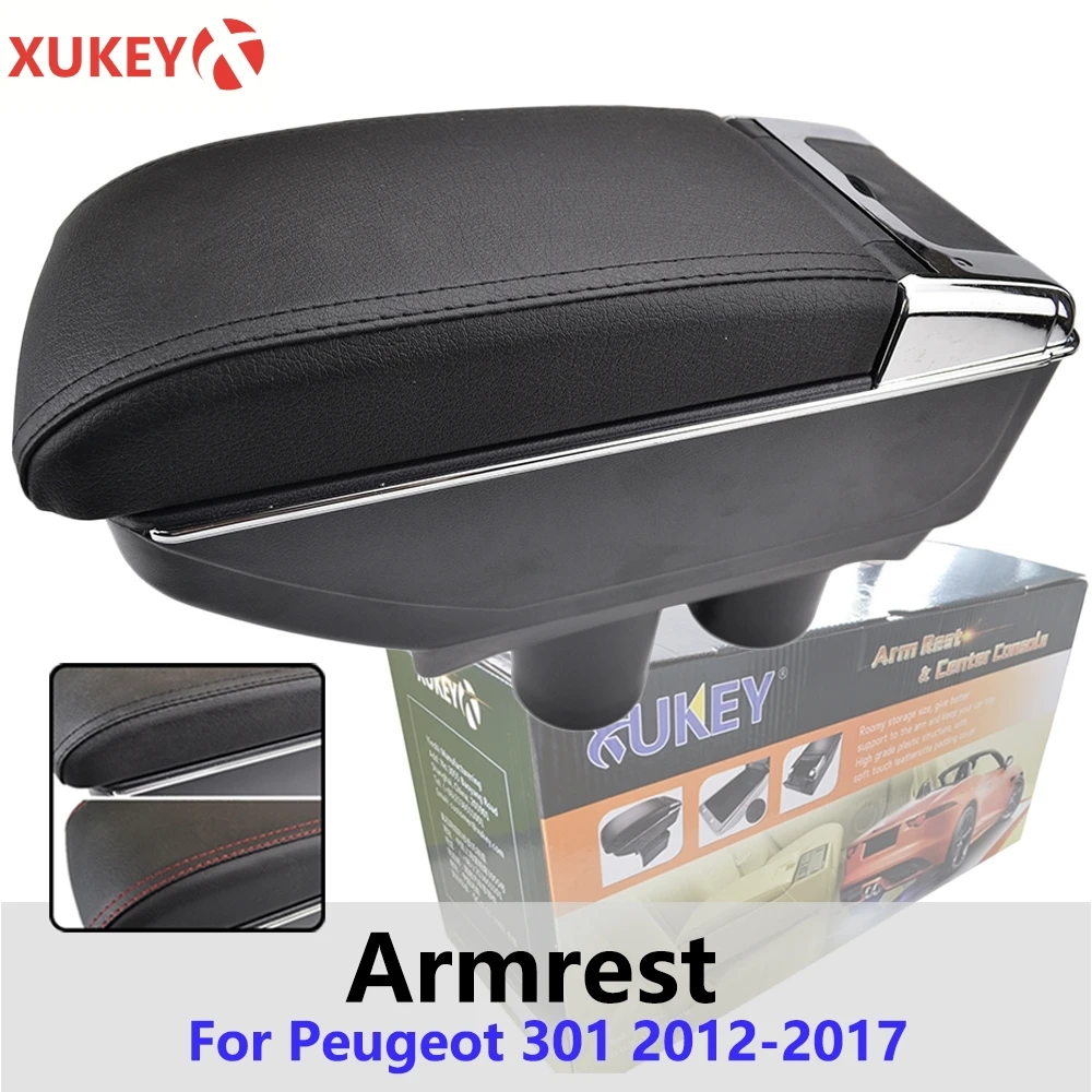 Центральный подлокотник Xukey для Peugeot 301 2012 2017 пульт центральной консоли черный