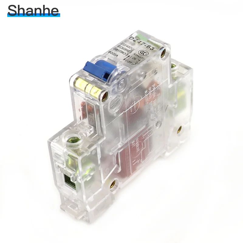 DZ47-63 1P 6A 10A 16A 20A 25A 32A 40A 50A 63A прозрачный мини-выключатель MCB C45