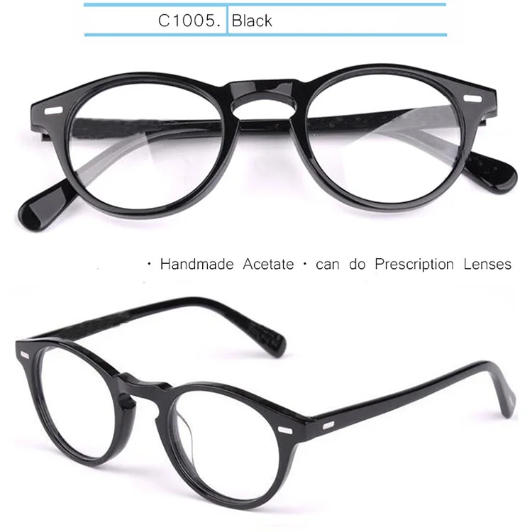 IVSTA OV 5186 с логотипом Gregory Peck ацетатные очки женские круглые поляризованные солнцезащитные очки фирменный дизайн с коробкой Близорукость Оптические - Цвет оправы: 5186-Black-NO BOX