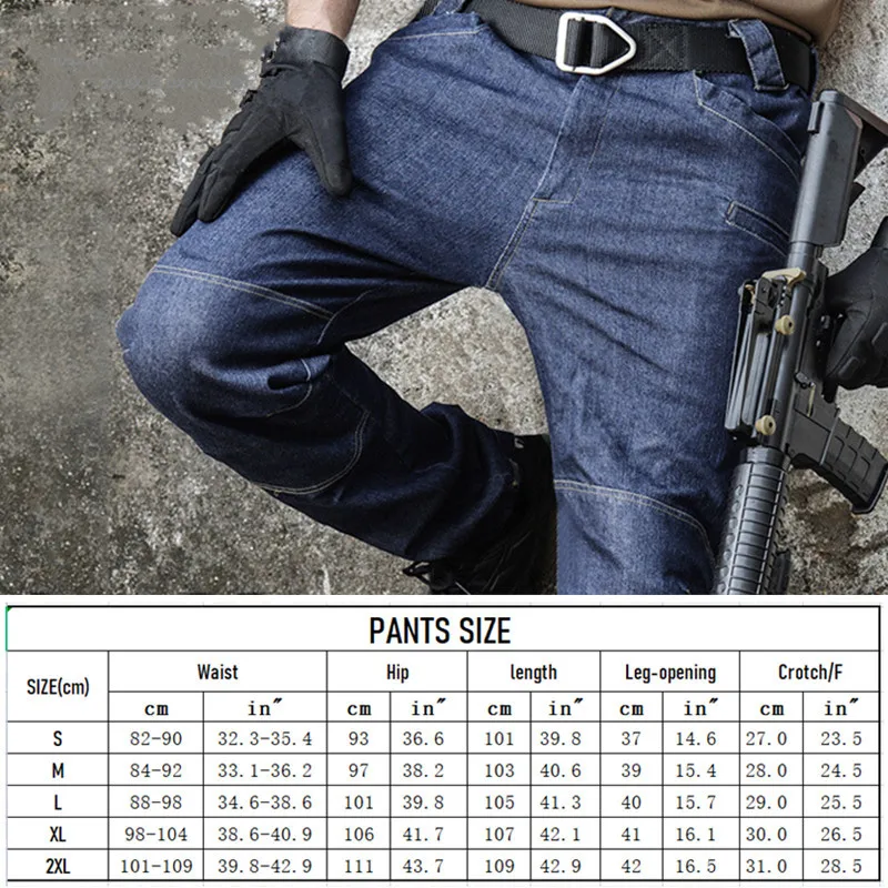 Outdoor Tactical Pants Loose Straight Tube Multi Pocket Secret Service Trouser Stretch Slim Fitting Uniform Soldier Hiking Jeans | Спорт и