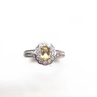 natural brazil citrine gemstone fashion ellipse ring for women real 925 sterling silver fine charm jewelry