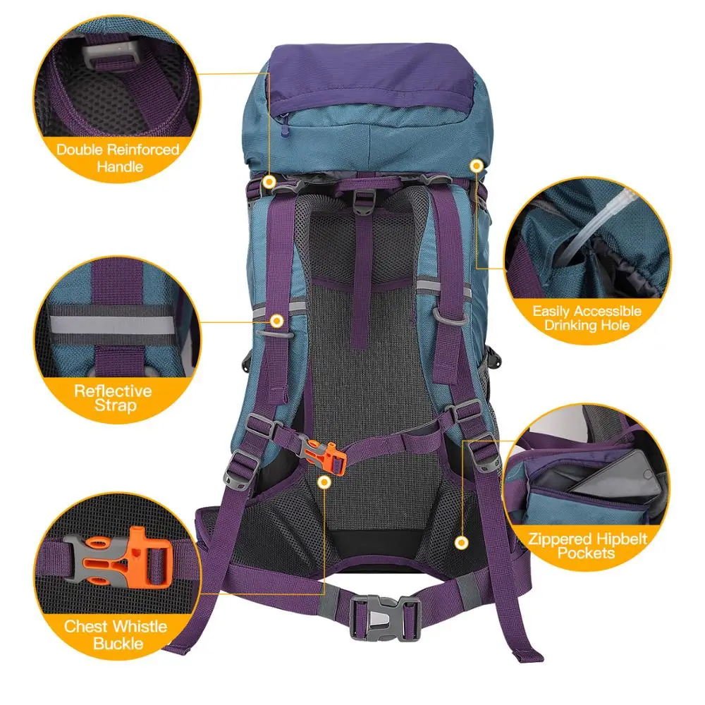 60L внутренний раме походный рюкзак прочный с дождем для активный отдых