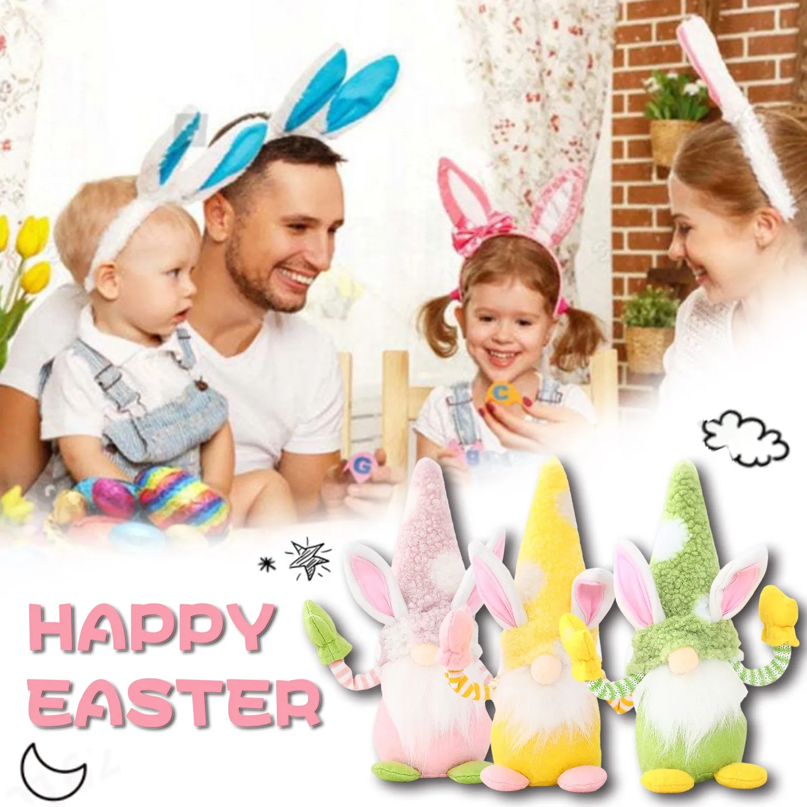 

1pc Easter Bunny Gnomes Spring Gifts Room Plush Faceless Doll Decorations Present Bedroom Desktop Ornament Gift Holiday