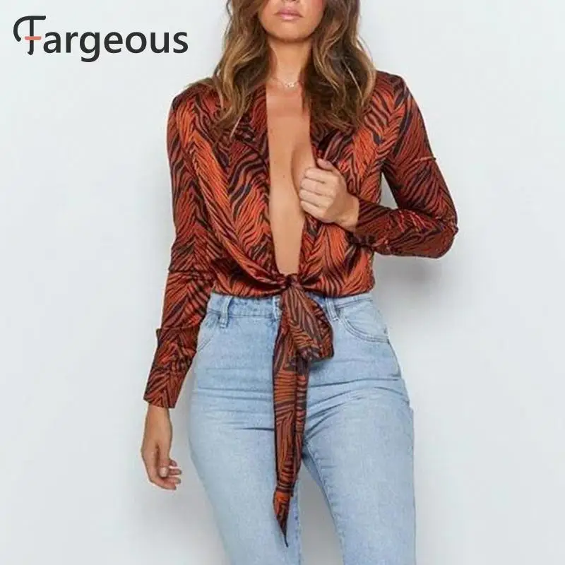 Женские топы с леопардовым принтом зимняя женская блузка длинным рукавом бантом