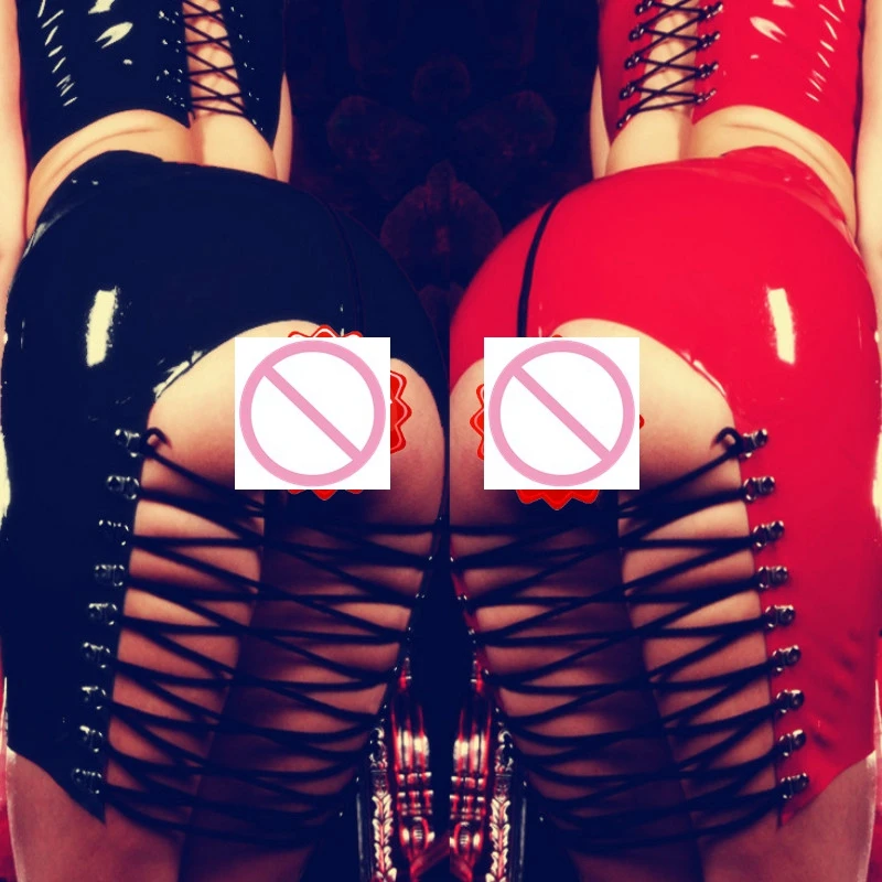 Женская юбка из ПВХ и кожи со шнуровкой сексуальная одежда для ночных клубов