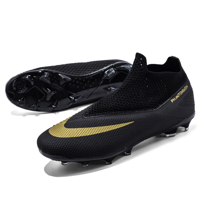 Outdoor Mesh Soccer Cleats Shoes Anti skid Football Boots Training Sneakers Ankle High Top Futsal Sports Shoes Big Size 46-49