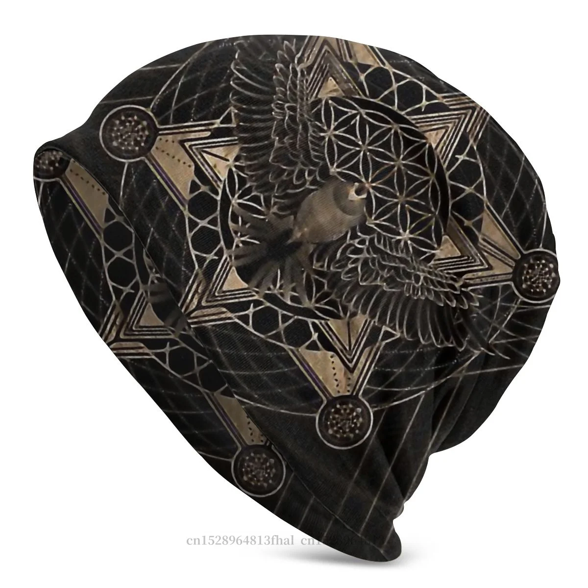 

Knitted Hat Eagle In Sacred Geometry Composition Beanie Caps For Men Women Greek Mythology Skullies Beanies Ski Caps Bonnet Hats