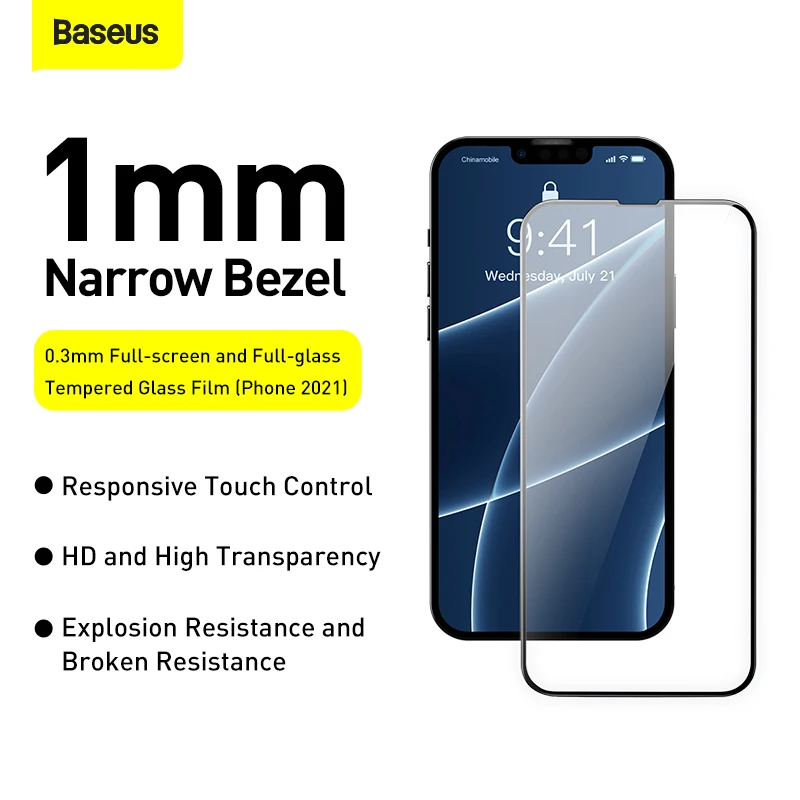 Защитное стекло Baseus для iPhone 13 pro max 0 3 мм полноэкранное с защитой от синего света -
