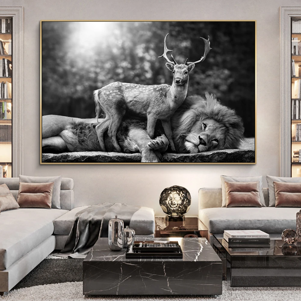 Картина с изображением Льва и оленя | Дом сад