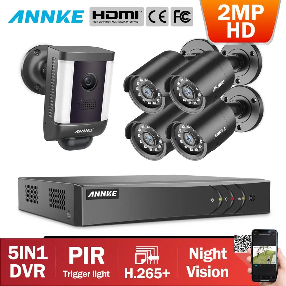 Система видеонаблюдения ANNKE 8 каналов 2 МП HD с 4 кратным дневным ночным
