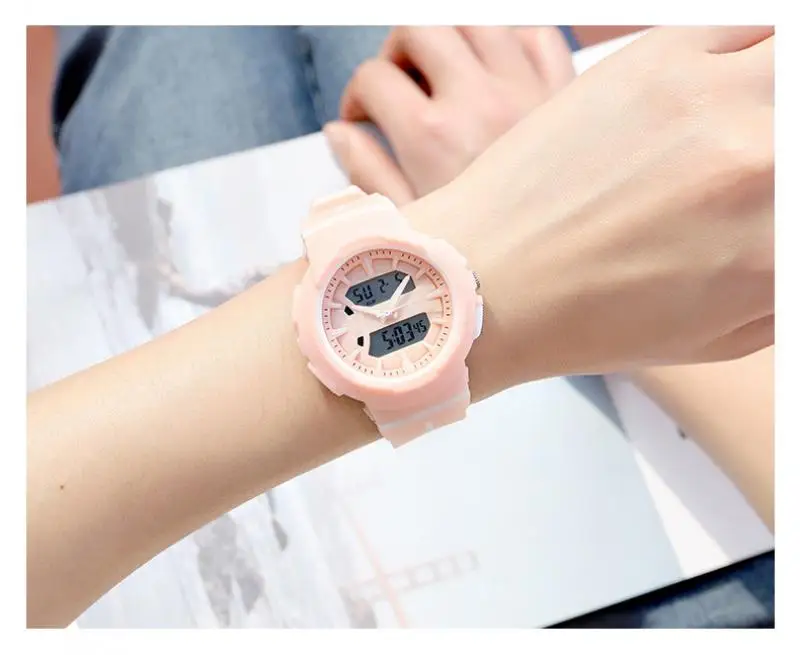 SANDA Роскошный топ бренд женские часы модные спортивные с двойным дисплеем для