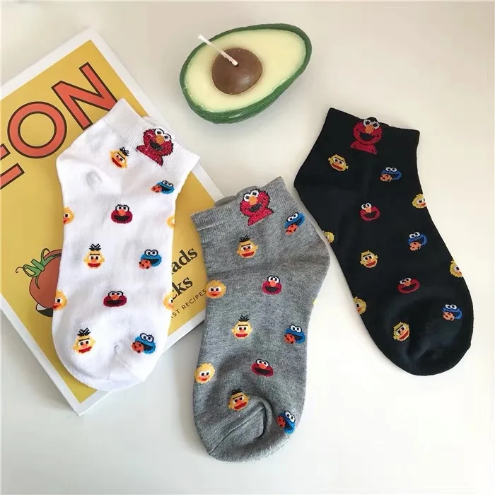 

Size 35-40 Kawaii Women Happy Socks Fashion Ankle Funny Socks Woman Cotton Embroidered Expression Candy Color 3 Pairs Unisex