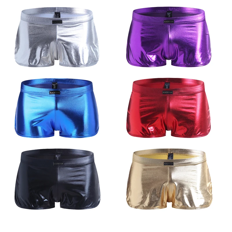 

Мужские трусы из лакированной кожи с заниженной талией и имитацией кожи