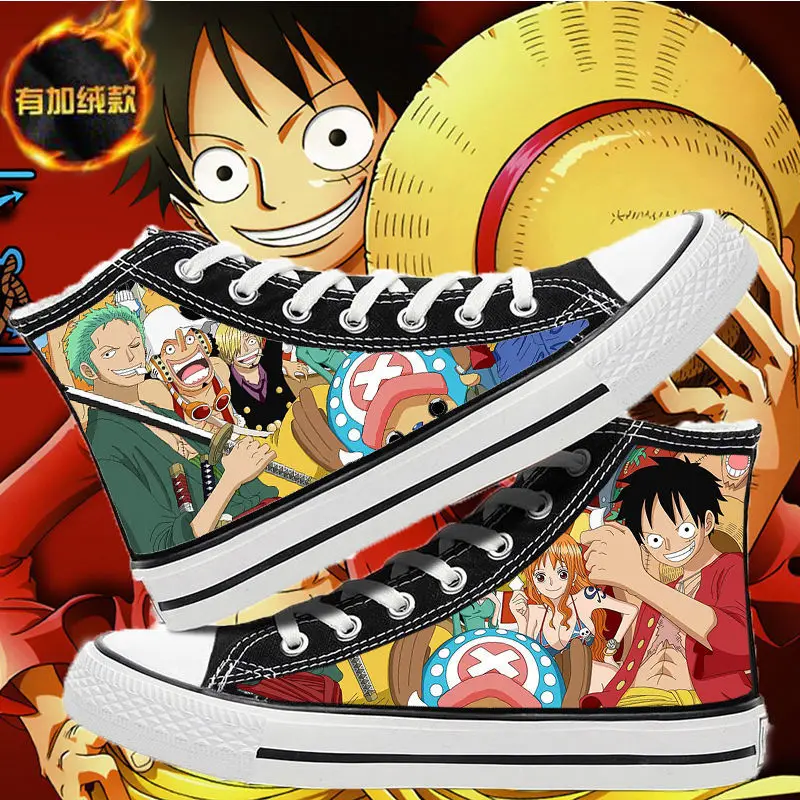 

Plush thickened King of Thieves high top canvas shoes anime flat bottom shoes Luffy Solon men and women students cotton shoes