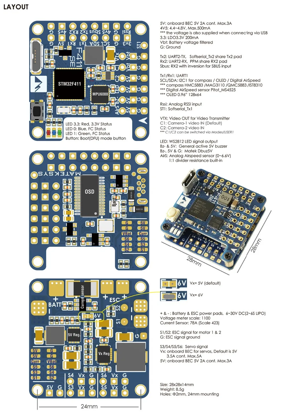 Новое поступление Matek F405-WIng F4 управление полетом с OSD поддержкой gps и F411-WSE