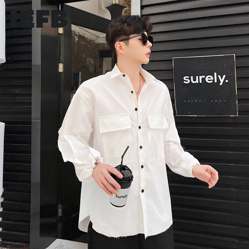 IEFB/мужская одежда универсальная Свободная рабочая с длинным рукавом и большим