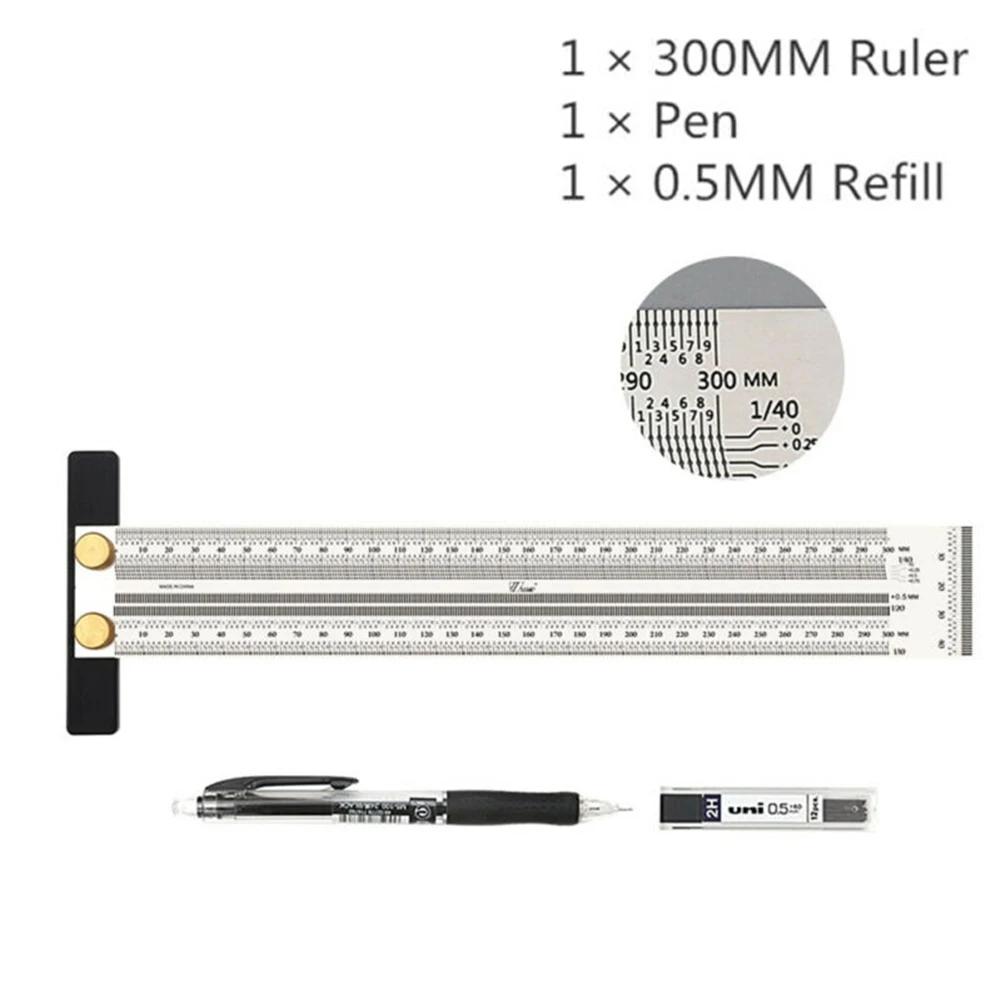 

Gauge Woodworking ruler Ruler Silver Ultra Precision Woodworking Tool+Pen