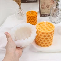 cylindric spherical silicone candle mold diy cellular cuboid soap 3d stereo patterns cube round decor plaster making cinnabar