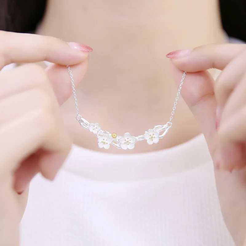 Набор женских украшений кольцо с подвеской в виде цветка сливы | Украшения и