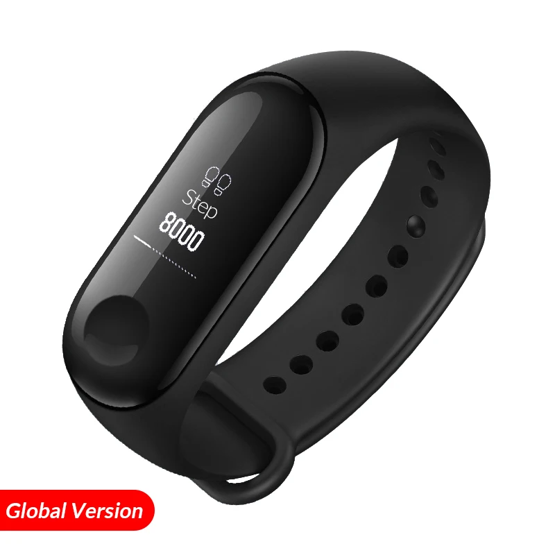 Global Version Xiaomi mi Band 3 умный Браслет черный 0,78 дюймов OLED mi band 3 мгновенное сообщение вызов погода Forecate - Цвет: Global Version