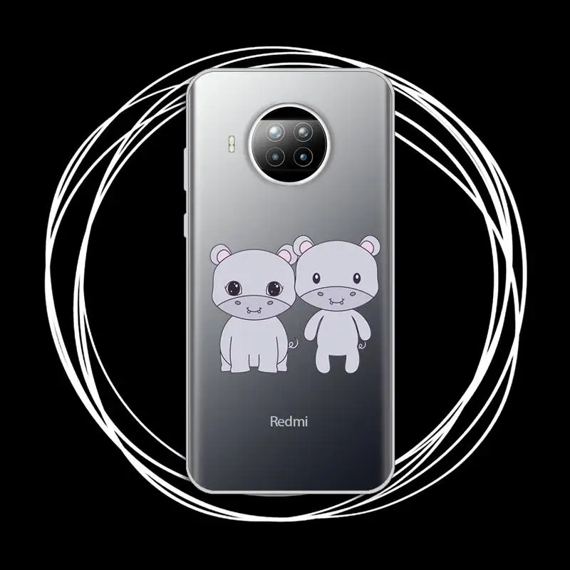 

Cartoon ippopotamo animale Phone Case Transparent for Xiaomi Redmi note 10 t 8 9 pro lite 11