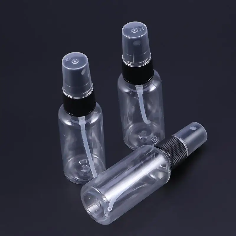 

18 Pcs Portable Travel Bottles Empty Clear Plastic Fine Mist Spray Bottles 30ml (Random Color Spray Cap and Tube)