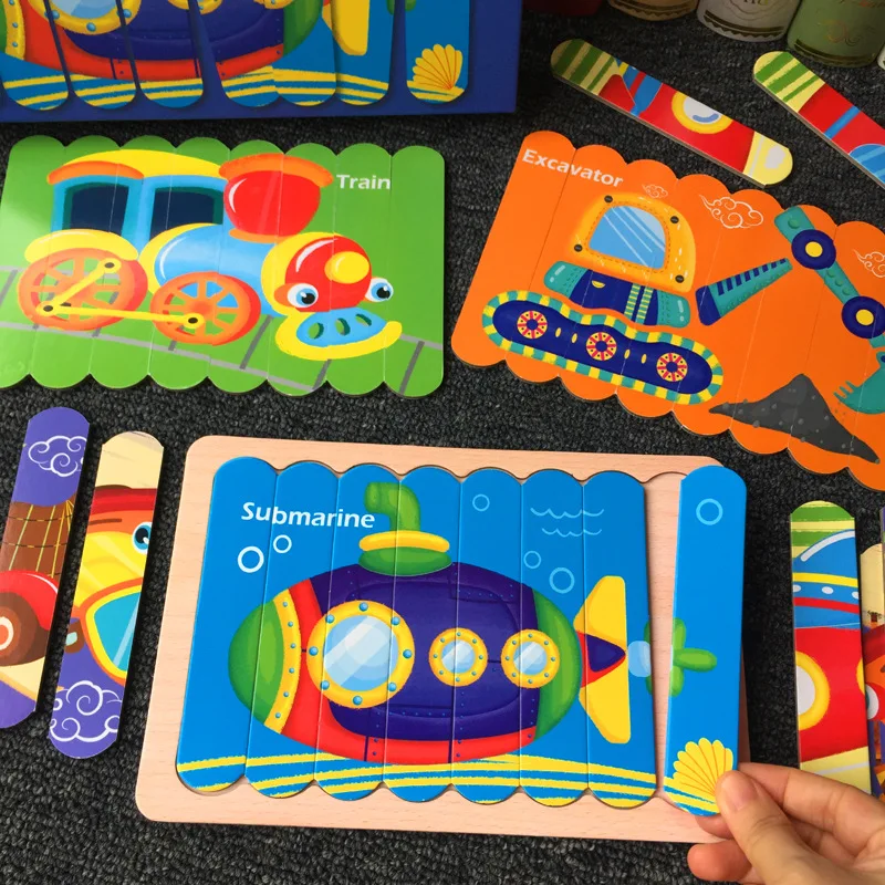 

Children Creative Puzzle 3D Animal Traffic Matching Puzzle Early Education Wooden Game Toys Kids Montessori Learning Gifts
