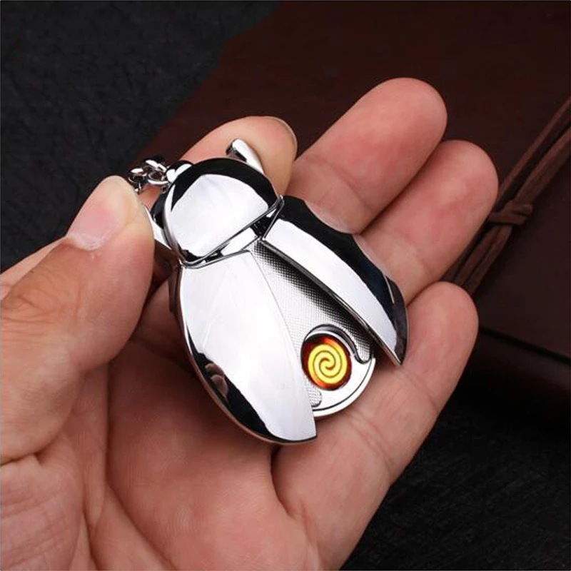 

Mini Creative Beetle Toys Electric Lighter USB Rechargeable Flameless Key Chain Lighter Smoking Accessories