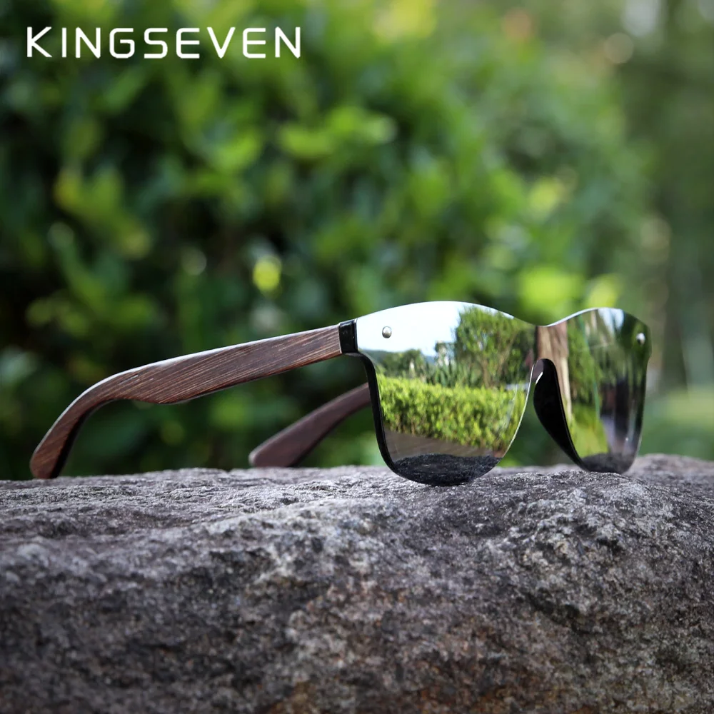 

KINGSEVEN 2022 Natural Bamboo blackened Sunglasses Men Polarized Fashion Sun Glasses Original Women Oculos De Sol Masculino