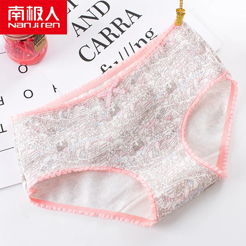 NANJIREN 5/pcs Women Briefs Cotton Pink Gray Print Female Underwear Girl Large Size Underwears Panties Beautiful Teenage Shorts | Женская
