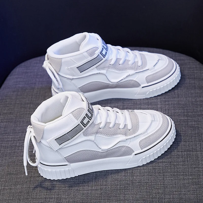 

High Top PU Leather Small White Shoes Female 2020 Autumn Winter New Students Running Shoes Platform Casual Sneakers Woman